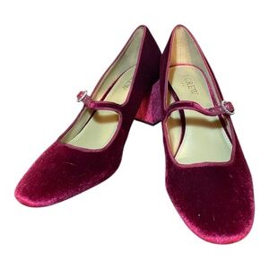 J. Crew Velvet Mary Jane Block Pumps Size 7